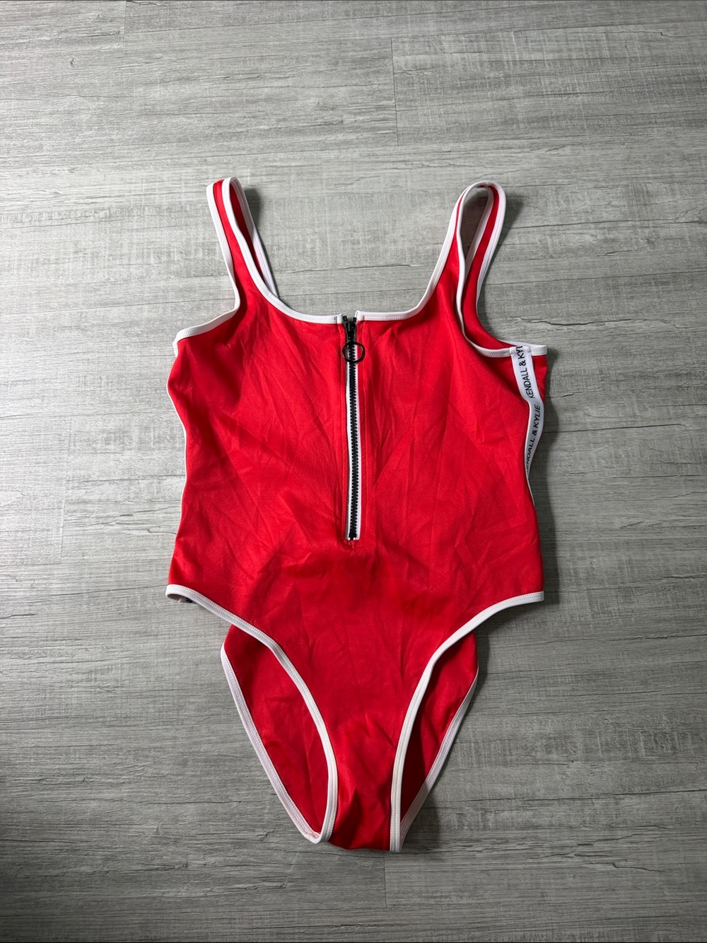 Kendall & Kylie Red One-Piece Swimsuit with Front Zip